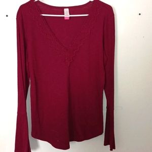 Maroon long sleeve blouse